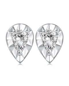 Water Drop Clear Zircon Stud Earrings, Light Luxury Style Earrings, 925 Sterling Silver Earrings, Geometric Jewelry