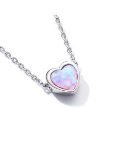 Opal Heart Pendant Necklace, Light Luxury Style Pendants Necklaces, 925 Sterling Silver Pendants Necklaces, Love & Hearts Jewelry