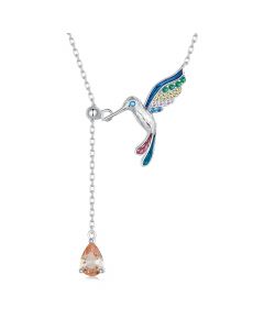 Hummingbird Pendant Necklace, Light Luxury Style Pendants Necklaces, 925 Sterling Silver Pendants Necklaces, Animals & Insects Jewelry