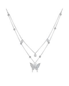 Double-layer Tassel Butterfly Pendant Necklace, Animals & Insects Jewelry, Light Luxury Style Pendants Necklaces