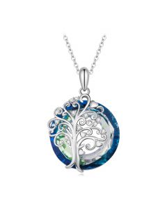 Angel Ring & Tree of Life Pendant Necklace, Geometric Jewelry, Tree of Life Jewelry, Flowers and Plants Jewelry