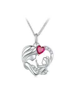 Mother and Child Heart Pendant Necklace, Family Jewelry, Love & Hearts Jewelry, Baby Jewelry, Light Luxury Style Pendants Necklaces