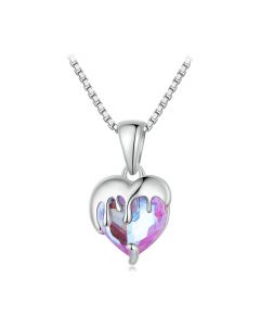 Pink Melted Heart Pendant Necklace, 925 Sterling Silver Pendants Necklaces, Light Luxury Style Pendants Necklaces, Love & Hearts Jewelry