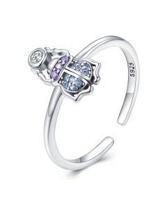 Scarab Opening Ring, Light Luxury Style Rings, Animals & Insects Jewelry, 925 Sterling Silver Rings