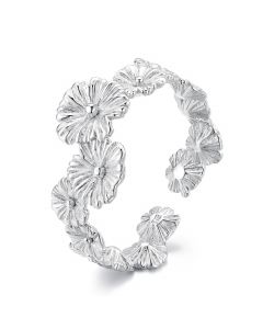 Daisy Flower Open Ring, Light Luxury Style Rings, Flowers & Plants Jewelry, 925 Sterling Silver Rings