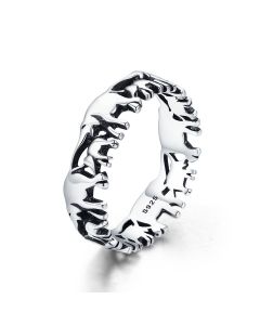 Stackable Elephant Family Ring, Animals & Insects Jewelry, Light Luxury Style Rings, 925 Sterling Silver Rings
