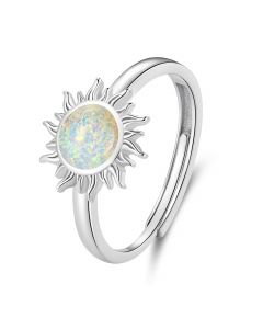 Opal Sun Adjustable Ring, Light Luxury Style Rings, 925 Sterling Silver Rings, Celestial & Horoscope Jewelry