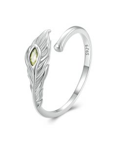 Peacock Feather Opening Ring, 925 Sterling Silver Rings, Animals & Insects Jewelry, Light Luxury Style Rings