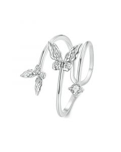 925 Sterling Silver Butterfly Ring, 925 Sterling Silver Rings, Light Luxury Style Rings, Animals & Insects Jewelry