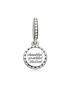 Pandora Charms,Charms for Bracelet,Thankful Grateful Blessed Dangle Charm,Charms for Pandora Charm Bracelet,925 Sterling Silver Charms