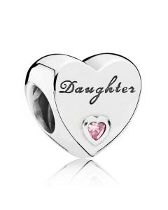 Pandora Charms,Daughter's Love with Pink CZ Charm,Charms for Bracelet,925 Sterling Silver Charms,Charms for Pandora Charm Bracelet