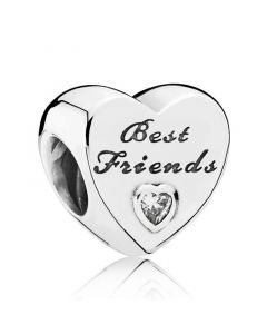 Pandora Charms,Charms for Bracelet,Charms for Pandora Charm Bracelet,Friendship Heart with Clear CZ Charm,925 Sterling Silver Charms