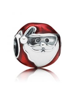 Jolly Round Santa Charm Red and White Enamel,Charms for Pandora Charm Bracelet,925 Sterling Silver Charms,Charms for Bracelet,Pandora Charms