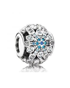 Crystalized Snowflakes Blue Crystals & CZ Charm,925 Sterling Silver Charms,Charms for Pandora Charm Bracelet,Pandora Charms