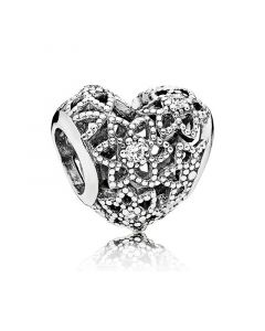 Openwork Flower Heart Charm,Pandora Charms,Charms for Pandora Charm Bracelet,Charms for Bracelet,925 Sterling Silver Charms
