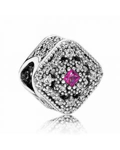 Charms for Pandora Charm Bracelet,Pandora Charms,Fairytale Treasure Charm With Princess-cut Cerise Crystals And Bead-set Cubic Zirconia