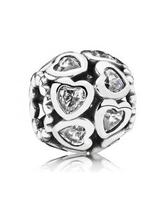 Clear CZ Heart Openwork Charm,925 Sterling Silver Charms,Charms for Bracelet,Charms for Pandora Charm Bracelet,Pandora Charms