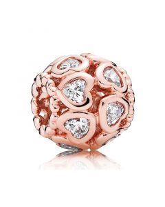 Rose Gold Clear CZ Heart Openwork Charm,925 Sterling Silver Charms,Charms for Bracelet,Charms for Pandora Charm Bracelet,Pandora Charms