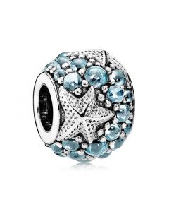 Oceanic Starfish with Frosty Mint CZ Charm,Charms for Pandora Charm Bracelet,Pandora Charms,Charms for Bracelet,925 Sterling Silver Charms