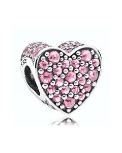 Charms for Bracelet,925 Sterling Silver Charms,Pandora Charms,Pink Dazzling Heart Charm,Charms for Pandora Charm Bracelet