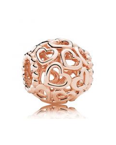 Charms for Bracelet,925 Sterling Silver Charms,Rose Gold Hollow Love Heart Bead Charm,Charms for Pandora Charm Bracelet,Pandora Charms