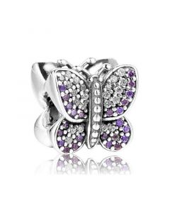 Charms for Pandora Charm Bracelet,Purple Clear CZ Butterfly Charm,Charms for Bracelet,Pandora Charms,925 Sterling Silver Charms