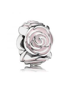 Pink Enamel Rose Flower Spacer Charm,Charms for Bracelet,925 Sterling Silver Charms,Charms for Pandora Charm Bracelet,Pandora Charms