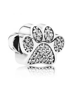 925 Sterling Silver Charms,Paw Prints with Clear CZ Charm,Charms for Bracelet,Charms for Pandora Charm Bracelet,Pandora Charms