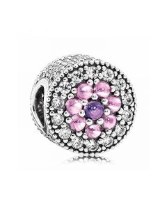 Pandora Charms,Charms for Pandora Charm Bracelet,925 Sterling Silver Charms,Dazzling Floral Multi-Colored CZ Button Charm