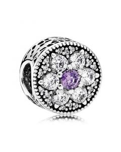 Charms for Pandora Charm Bracelet,Forget Me Not Charm with Purple Clear CZ,Pandora Charms,Charms for Bracelet,925 Sterling Silver Charms
