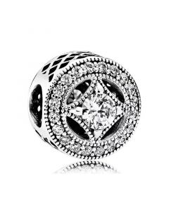 925 Sterling Silver Charms,Vintage Allure charm with Clear CZ,Pandora Charms,Charms for Bracelet,Charms for Pandora Charm Bracelet