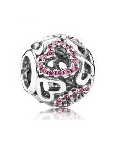 Charms for Pandora Charm Bracelet,Charms for Bracelet,Pandora Charms,Openwork Red CZ Hearts Charm,925 Sterling Silver Charms