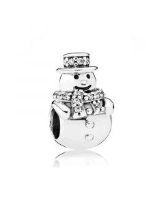 925 Sterling Silver Charms,Charms for Bracelet,Charms for Pandora Charm Bracelet,Pandora Charms,Snowman Charm Clear CZ