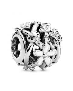 Pandora Charms,Charms for Pandora Charm Bracelet,925 Sterling Silver Charms,Openwork White Daisy Flower Garden Charm,Charms for Bracelet