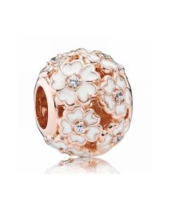 Pandora Charms,Charms for Bracelet,Charms for Pandora Charm Bracelet,Rose Gold-plated White Primrose Flower Charm,925 Sterling Silver Charms