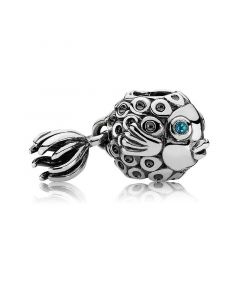 Fish Charm with Blue Treated Topaz,Charms for Pandora Charm Bracelet,925 Sterling Silver Charms,Charms for Bracelet,Pandora Charms
