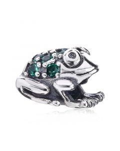 Crystal Paved Green Frog Charm,925 Sterling Silver Charms,Charms for Pandora Charm Bracelet,Charms for Bracelet,Pandora Charms