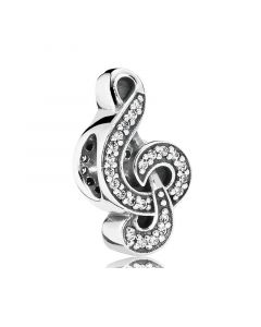 Sweet Music Treble Clef Clear CZ Charm,Charms for Bracelet,Pandora Charms,Charms for Pandora Charm Bracelet,925 Sterling Silver Charms