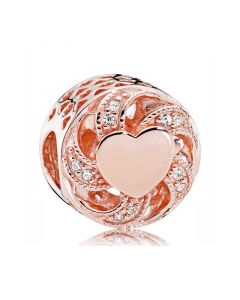 Rose Ribbon Heart Charm,Charms for Bracelet,Charms for Pandora Charm Bracelet,925 Sterling Silver Charms,Pandora Charms
