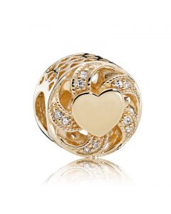 Charms for Pandora Charm Bracelet,Golden Ribbon Heart Charm,Charms for Bracelet,925 Sterling Silver Charms,Pandora Charms