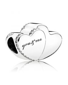 Charms for Bracelet,Charms for Pandora Charm Bracelet,925 Sterling Silver Charms,Two Hearts You and Me Charm,Pandora Charms