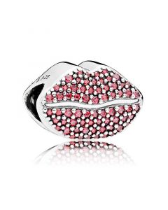 925 Sterling Silver Charms,Charms for Pandora Charm Bracelet,Kiss More Red CZ Charm,Pandora Charms,Charms for Bracelet