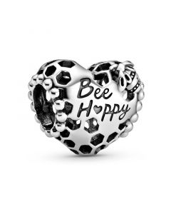925 Sterling Silver Charms,Charms for Bracelet,Charms for Pandora Charm Bracelet,Bee Happy Honeycomb Heart Charm,Pandora Charms