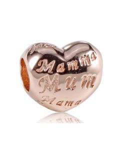 Pandora Charms,Charms for Pandora Charm Bracelet,Rose Gold Mom In Different Languages Heart Charm,925 Sterling Silver Charms