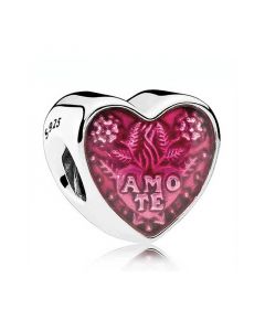 Latin Love Heart  Enamel Charm,Charms for Bracelet,Pandora Charms,925 Sterling Silver Charms,Charms for Pandora Charm Bracelet