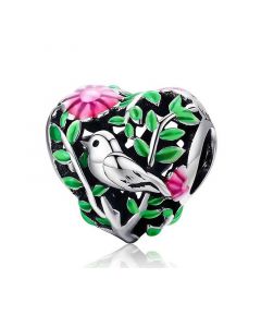 925 Sterling Silver Charms,Spring Bird Heart Charm,Charms for Bracelet,Charms for Pandora Charm Bracelet,Pandora Charms