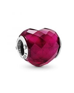 Charms for Pandora Charm Bracelet,925 Sterling Silver Charms,Pandora Charms,Fuchsia Pink Faceted  Cubic Zirconia Heart Charm