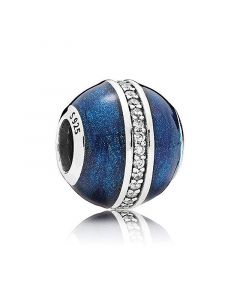 Orbit Clear CZ Blue Enamel Charm,Charms for Pandora Charm Bracelet,Charms for Bracelet,Pandora Charms,925 Sterling Silver Charms