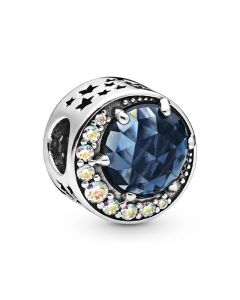 925 Sterling Silver Charms,Charms for Bracelet,Charms for Pandora Charm Bracelet,Pandora Charms,Moon Night Sky Charm