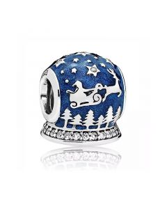 Pandora Charms,925 Sterling Silver Charms,Christmas Night Blue Enamel Charm,Charms for Bracelet,Charms for Pandora Charm Bracelet